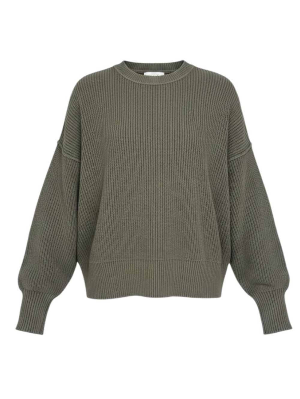 Aerie Women’s XS Olive Green Oversized Ribbed Sweater 100% Cotton Exposed Seam